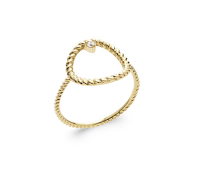 Bague en Plaqué Or 18 carats - Cabochon Rond Ajouré, Tressé - Oxydes Zirconium