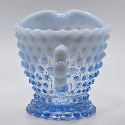 Duncan Miller Blue Opalescent Hobnail Creamer 3" - Picture 4 of 5