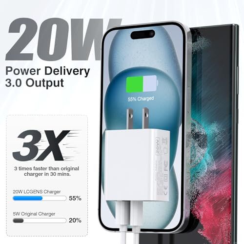 USB C Ladegerät Block 20W, 2er Pack Dual Port PD Power Delivery Fast White - Bild 6 von 7