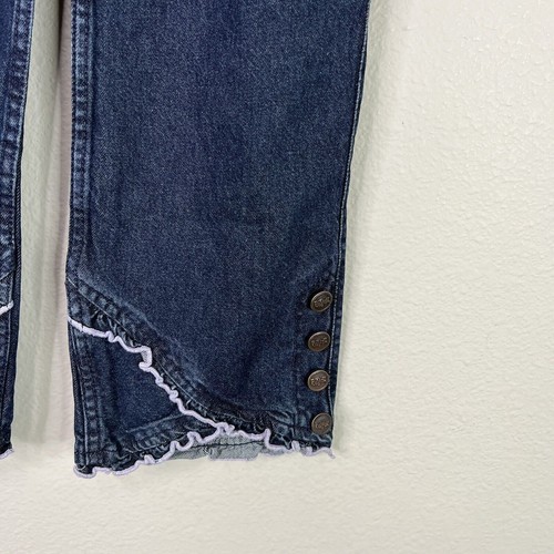 VTG Y2K 2000's Bratz Youth Girls Frilly Denim Blue Cargo Jeans (Age 7/8)-0169 - Picture 8 of 10
