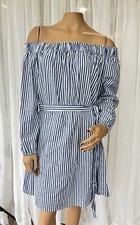 Gap Women's Dress Stripe Off Shoulder Size M NWT