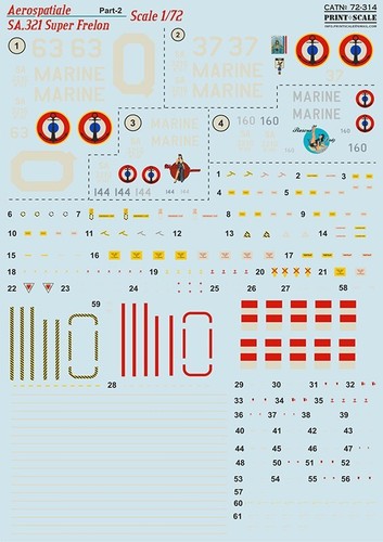 SA.321 Super Frelon Helicopter Part-2 1/72 Scale Decals Kit Print Scale 72-314 - Imagen 2 de 12