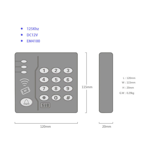 Keypad 6.5K user EM4100 125Khz card reader Standalone Access Controller - Video 1 of 1