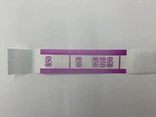 Currency Straps - Self Sealing Money Bands, $50 Purple, 100 pack