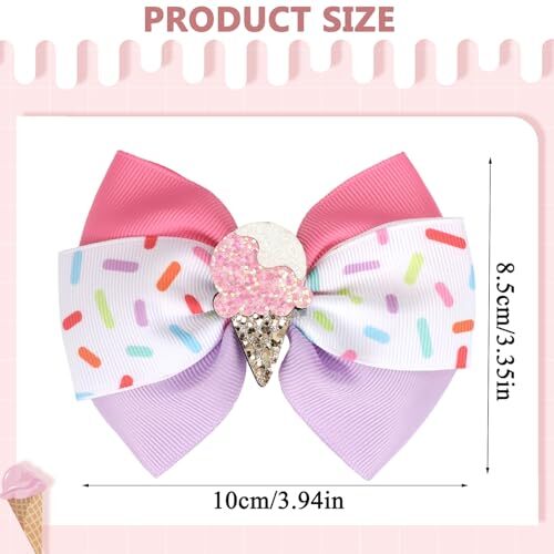 2 Pcs Baby Girl Hair Clips Ice Creams Bow Hair Clips Cute Snap Barrette Thick... - Picture 3 of 6