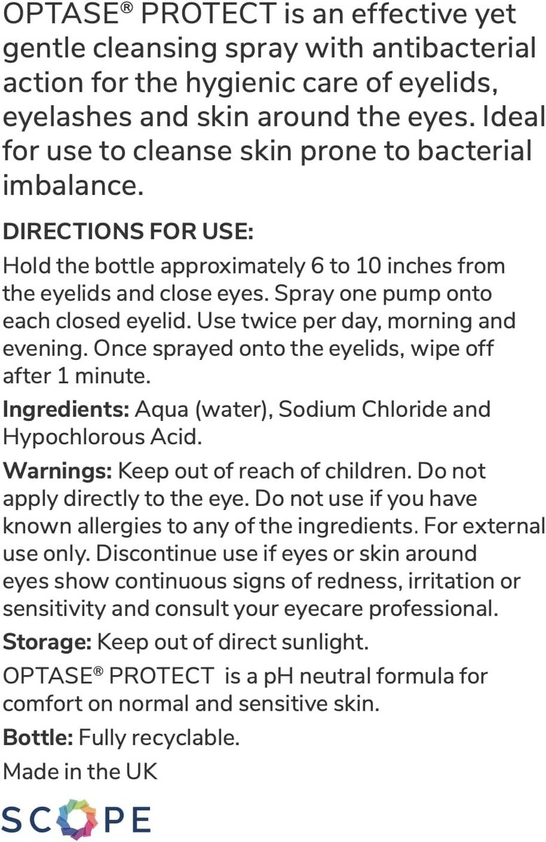 Optase Protect Antibacterial Cleansing Eye Spray – For Daily Protection
