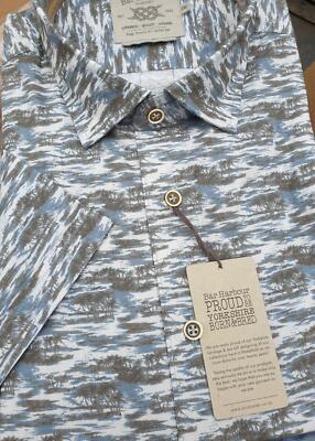 BAR HARBOUR BLUE ISLAND PRINT KURZARM SHIRT 2XL3XL4XL5XL