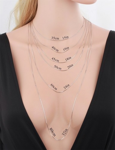 Silver Necklace For woman Plated 925 Christmas Gift Perfect Simple - Picture 15 of 17