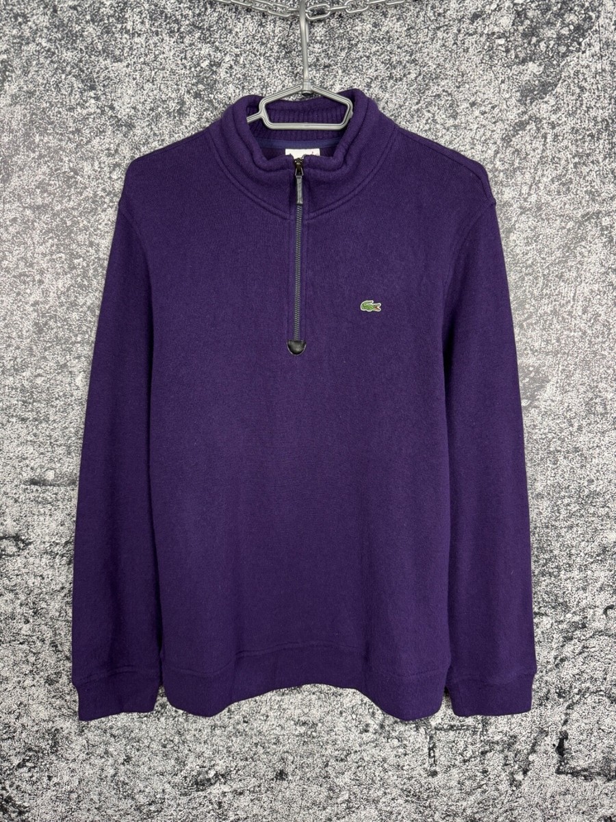 LACOSTE 松田一真 Men's Lacoste 1/4 Zip Purple Sweater Pullover Vintage Size 5