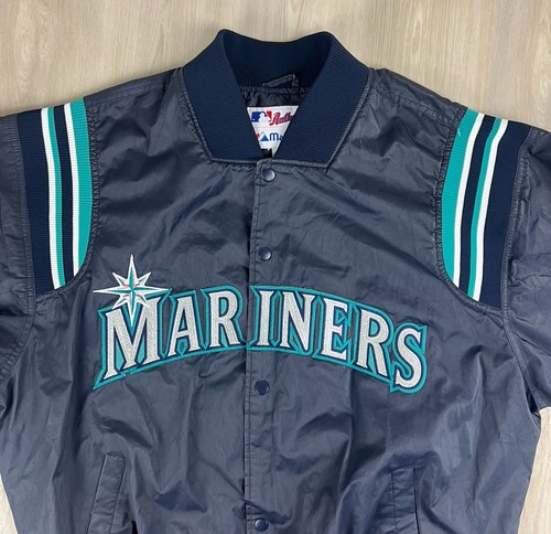 Vintage 90s Seattle Mariners Stitched Bomber Jacket Majestic XL Made in Korea - Picture 5 of 14