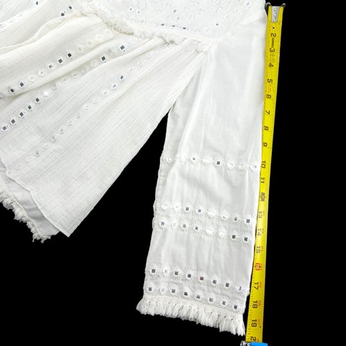 Ruby Yaya Women's White Long Sleeves Pleated/ Fringe Open-front Jacket Size M - Picture 8 of 15