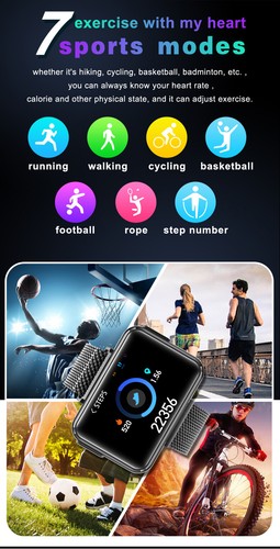 Large Screen Bluetooth Smart Watch Phone Music Player Fitness Heart Rate Tracker - Afbeelding 10 van 17