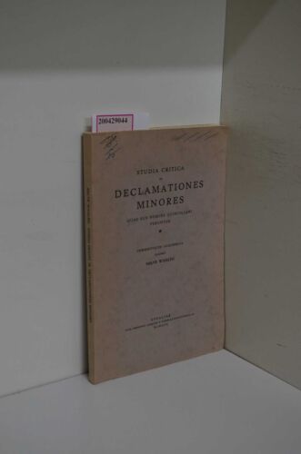 Studia critica in declamationes minores quae sub nomine Quintiliani feruntur. Wa - Bild 1 von 1