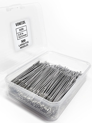 500 PCS Large Eye Heavy Duty Sewing Needles - Bulk Set 500pcs, Silver