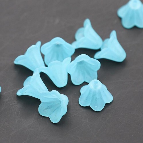 DIY 200X Mixed Flower Frosted Acrylic Spacer Beads Caps For Jewelry Making 14mm - Picture 6 of 14