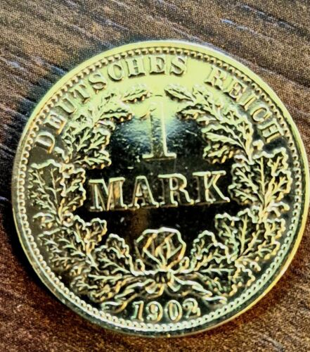 1 Reichsmark 1902 24 Karat Vergoldet - Bild 3 von 3