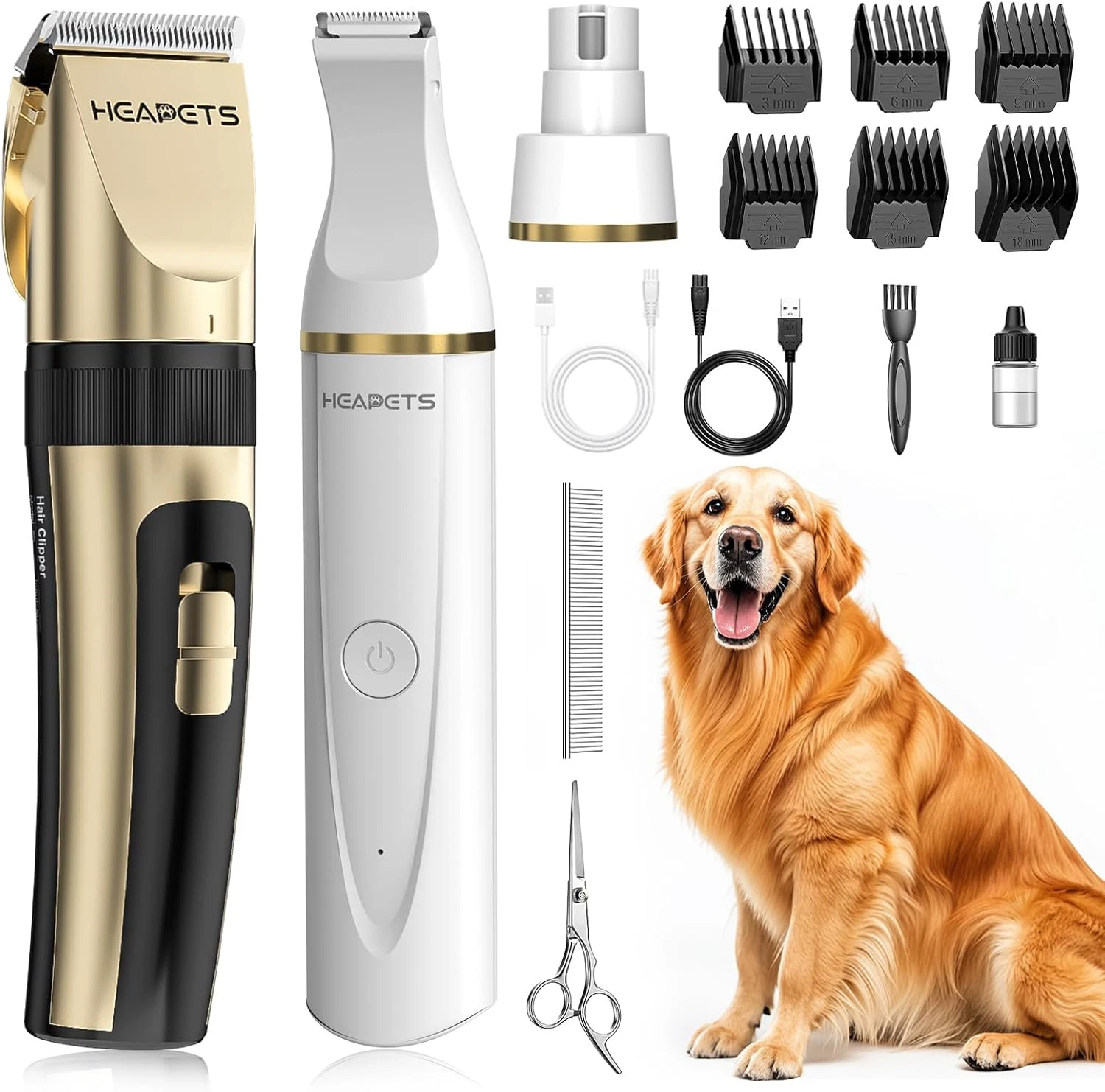 Dog Hair Clippers for Grooming Kit and Dog Paw Trimmer Nail Grinder for Grooming