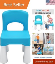 Durable Lightweight Toddler Chair for Ages 2-4 - Easy-Clean Blue Plastic Beauty