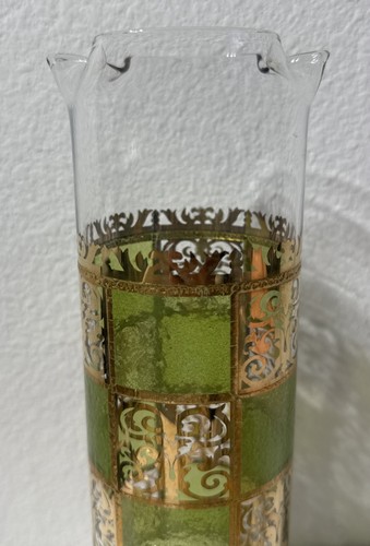 MCM Martini CULVER Prado 22k Gold Green Cocktail Mixer Pitcher &Glasses 4 Pc Set - Picture 17 of 21
