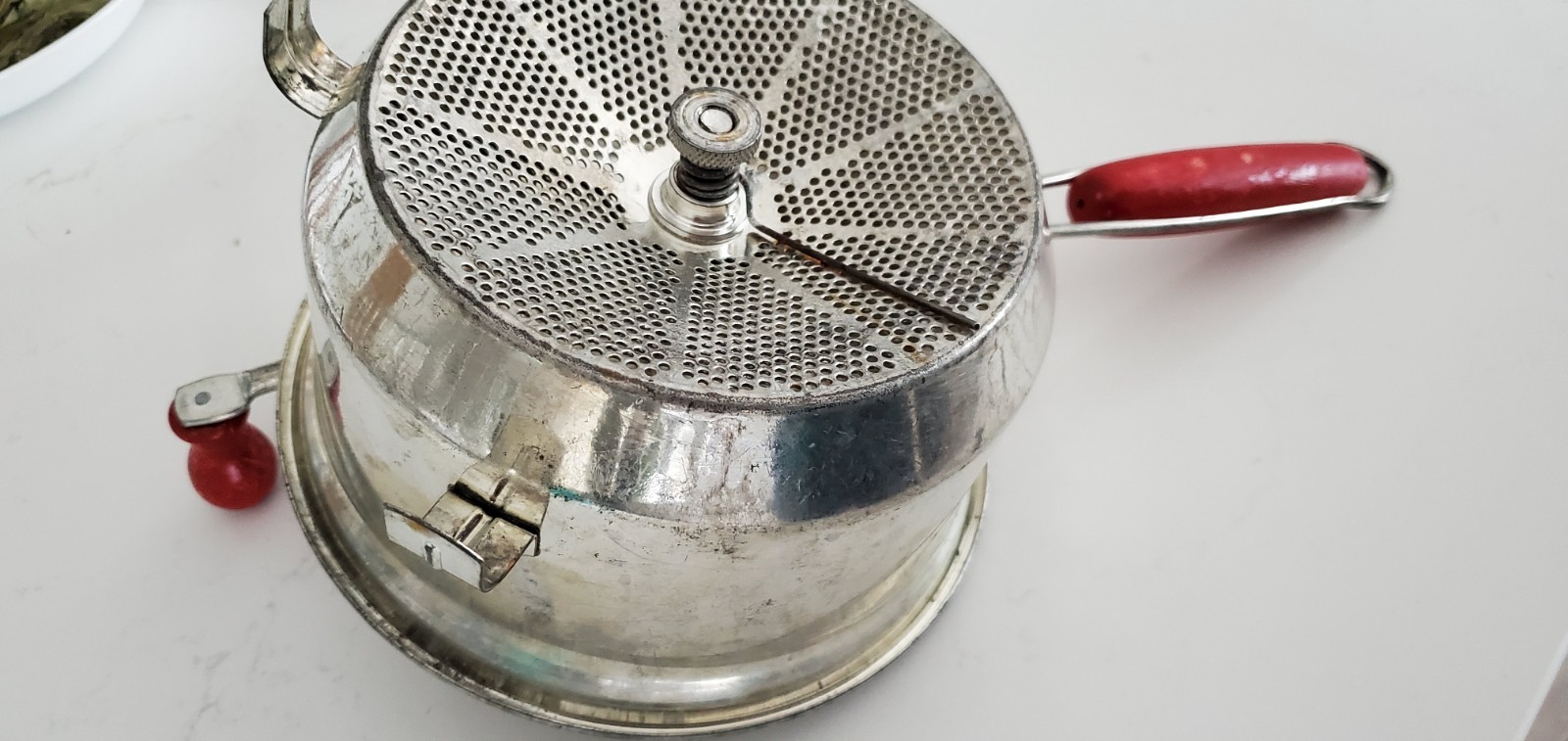 Vintage Foley Food Mill Tomato De-Seeder For Juice Grinder Canning Red Handle