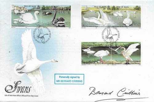 1991 ISLE OF MAN BIRDS SWANS ON SUPERB SIGNED ILLUSTRATED FDC