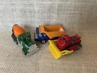 Matchbox Lesney Vtg 1976 Dump Truck, 1981 Concrete Truck, 2000 Bulldozer