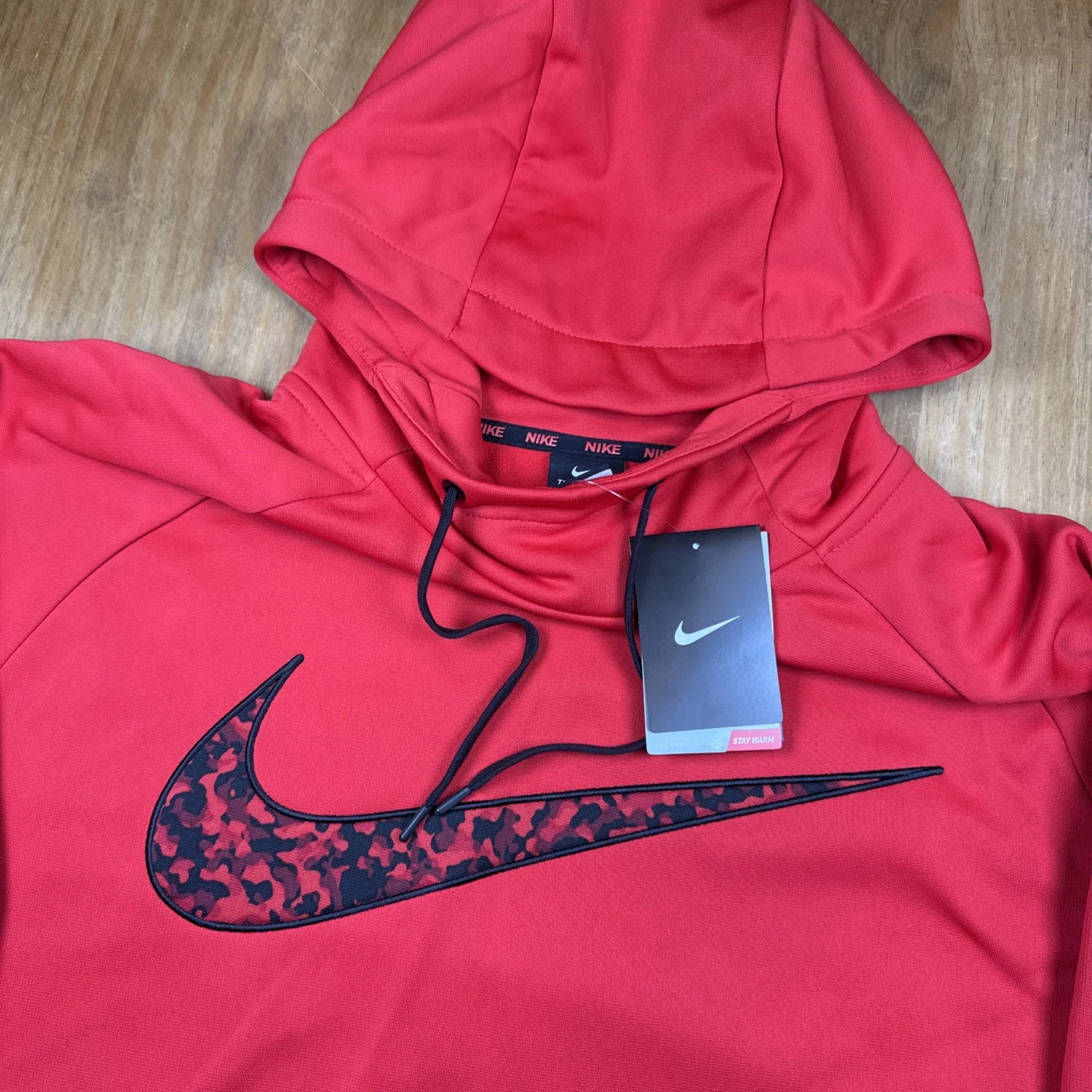 NWT Nike Therma-Fit Long Sleeve Pullover Hoodie Men's 2XL Red Big Logo Fleece