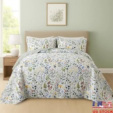 Soft Microfiber Quilt Set Lightweight Bedspread Cozy Sleep Decor Pillow Sham New