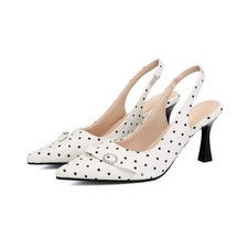 34-49 Plus Size Women's Bowknot Pointed Toe Slingback High Stiletto Heel Sandals