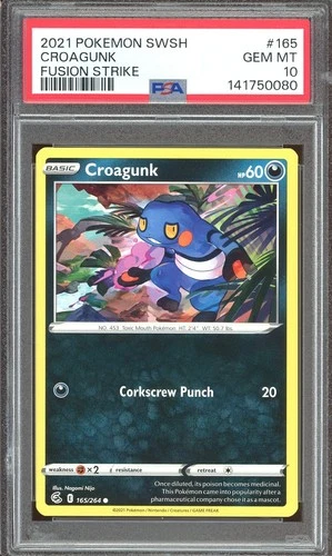 Pokemon TCG SWSH Fusion Strike #165 Croagunk PSA 10