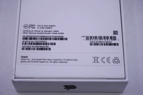 Apple A2482 iPhone 13 Midnight 128GB - Empty Box ONLY - Photo 3 sur 4