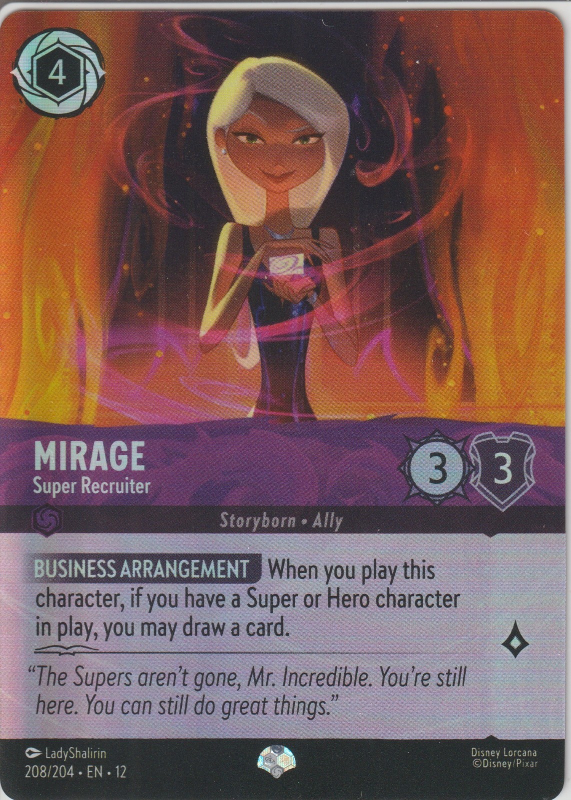 Disney Lorcana Mirage Super Recruiter 208/204 Epic Foil Wilds Unknown NM