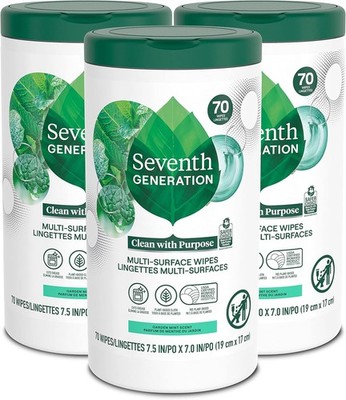 Multi-Purpose Cleaning Wipes with Essential Oils, Garden Mint, 70 Count Pack
