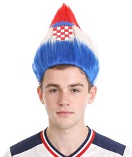 HPO Flagwigs Adult Unisex Serbia Flag Troll Wigs,Perfect for Cosplay HM-797A