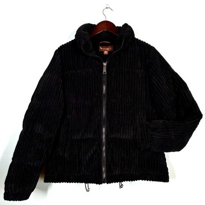 Koolaburra by UGG Womens Black Corduroy Puffer Jacket Full Zip Coat KB22744-KO S