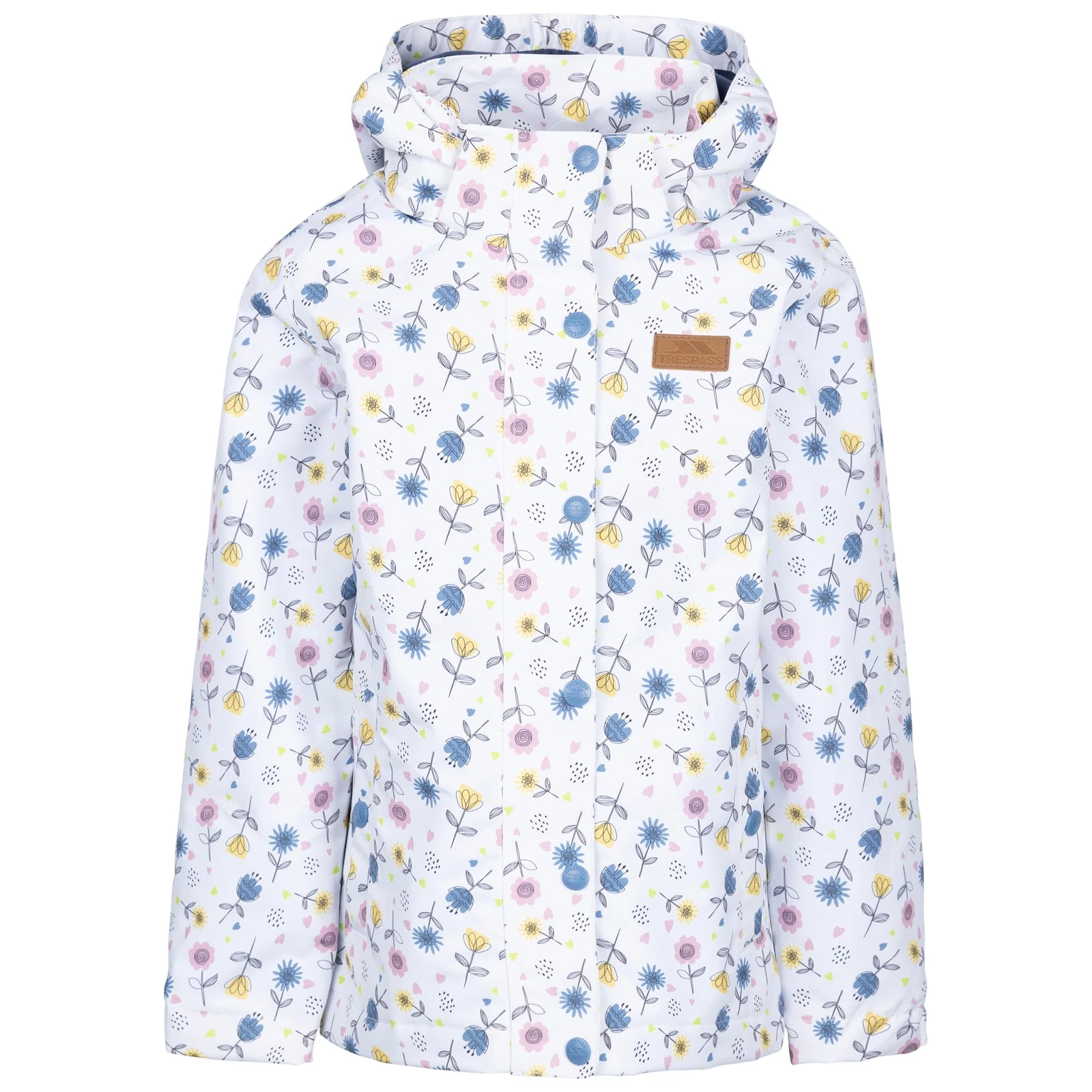 Trespass Girls Waterproof Jacket with Removable Hood Wind Resistant Coat Drippy