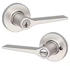 Kwikset Hollis Satin Nickel Keyed Entry Door Handle with SmartKey Security