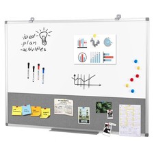 Combo Dry Erase Bulletin Board Wall Mounted Whiteboard and Pin Board Vision B...