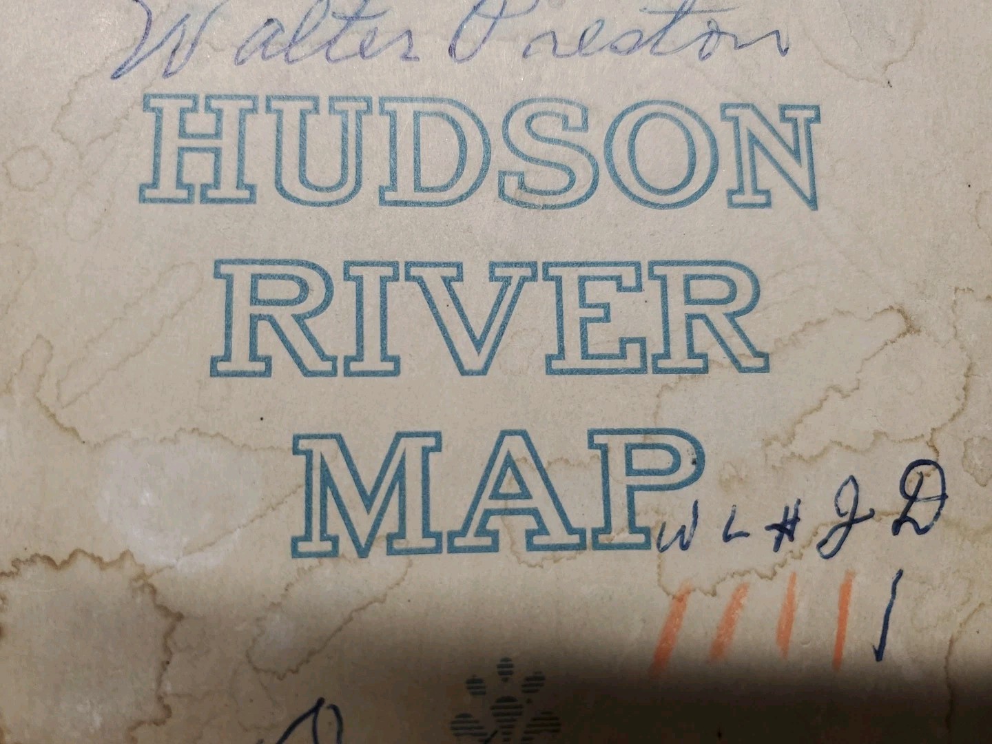 Antique 1917 OVER 8 FOOT New Hudson River Map New York Fold-Out Blue Water Map