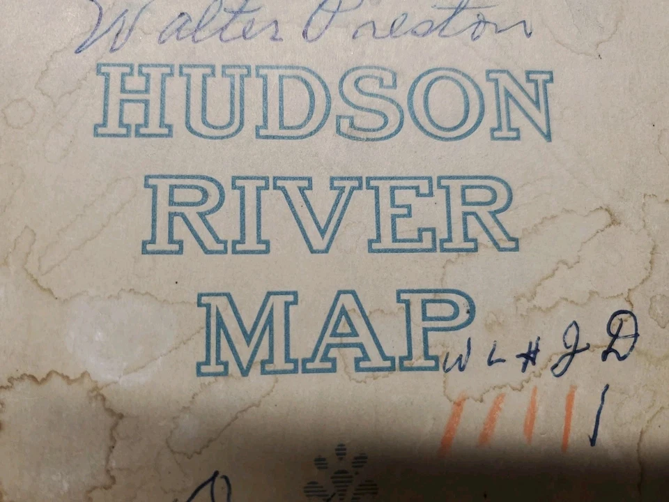 Antiguo mapa del río New Hudson de 1917 de más de 8 pies mapa de agua azul desplegable de Nueva York Foto 3 de 4