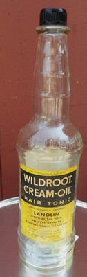 1940's VINTAGE BARBERSHOP WILDROOT HAIR TONIC LABELED BOTTLE PARTIAL CONTENTS