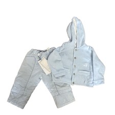 Set Completo Tru Trussardi Bambino Ragazzo 12M Nuovo con etichette Blu Giacca e Pantaloni con Cappuccio Italia