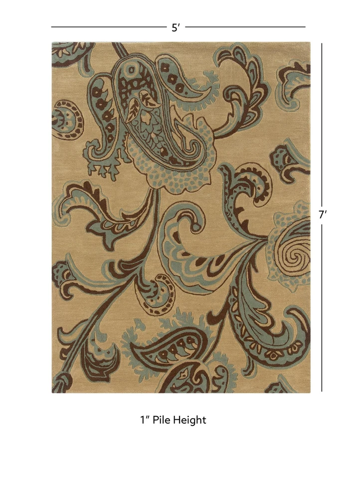 Alfombra Linon Trio Lahour poliéster 5'x7' en beige Foto 4 de 4