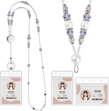 Teacher Lanyards for Id Badges and Keys, Beaded Badge Lanyard with Retractable R