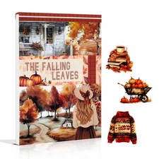 Cozy Autumn Journaling Sticker Book, 20 Sheets Pe-Cut PET, Washi Tape, and Cr...
