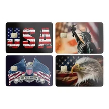 USA Flag Statue Liberty Eagle Credit Debit Card Skin Cover Skin Sticker Set 4PCS