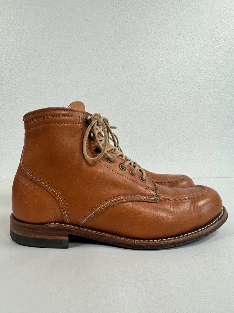Wolverine 1000 Mile Original Moc Toe Boots Mens 10 D Brown Leather Biker USA Brown Wolverine 1000 Mile Boots for Men for sale | eBay main image 4