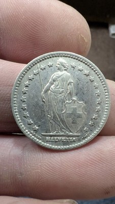 1900-B Switzerland Silver Half Franc AU Condition 