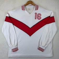 Vintage Cannon Soccer Jersey USA XL Long Sleeve #16 White Red 70s 80s Made USA