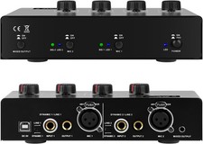 Microphone Preamp Mic Booster 4 Input Max 25db DI Box with 48V Phantom Power ...